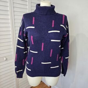 Merona 100% Wool Turtle Neck Grandpa Sweater Size S Vtg 80s Fisherman Bill Cosby